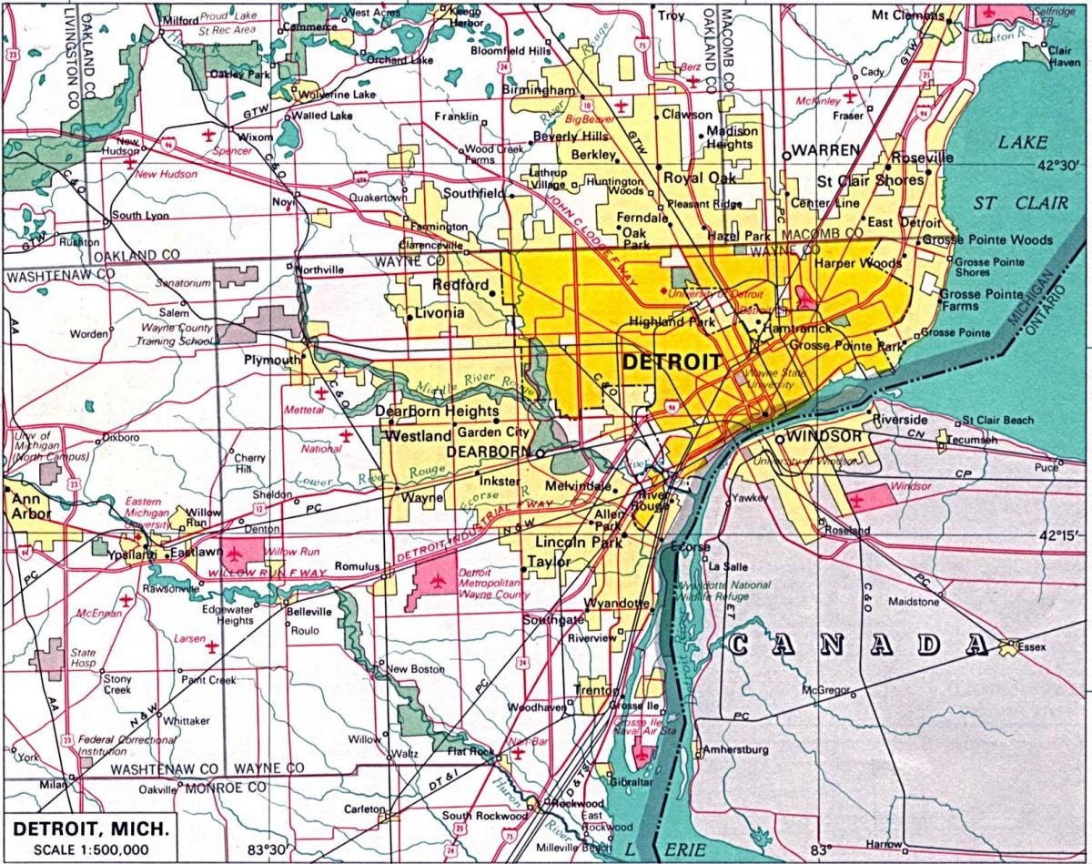 map of Detroit suburbs
