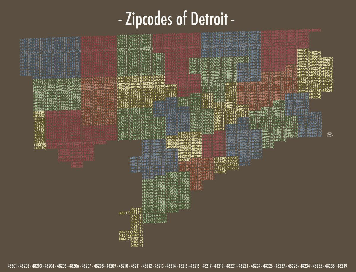 zip code map Detroit