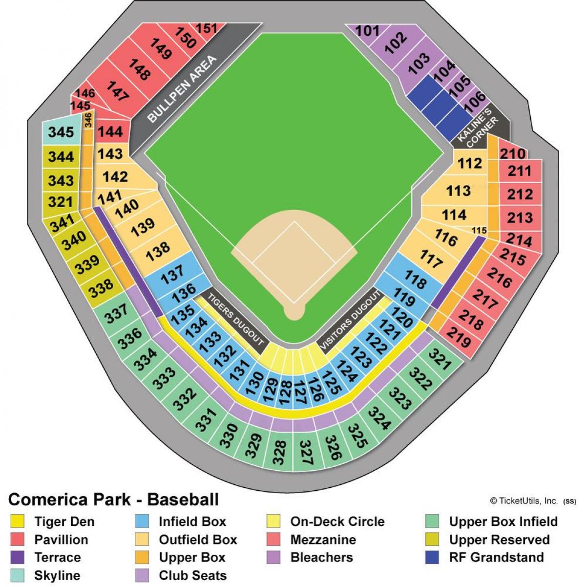 map of comerica park