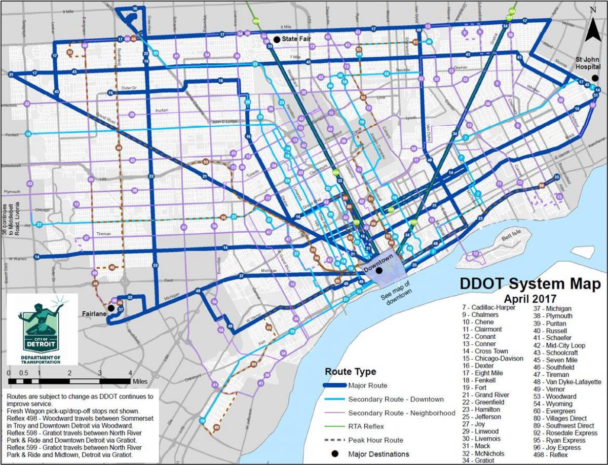map of Detroit Bus