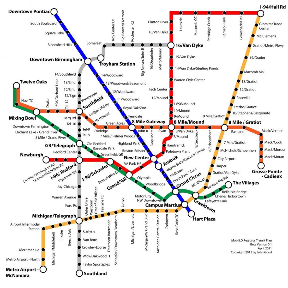 Detroit transit map